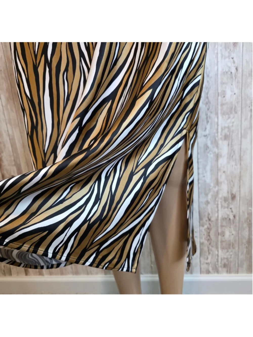 Women's Michael Kors S Zebra Print Cowl Neck Midi Dress NWOT